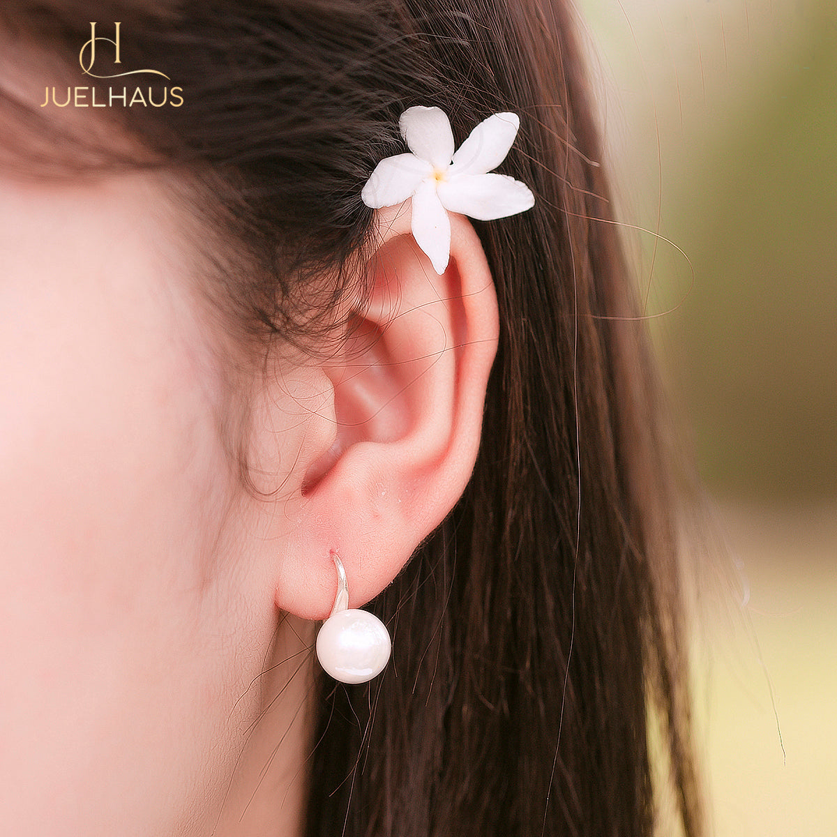 JUELHAUS Silver Pearl Earrings Short Hook Style, Simple, Durable, Luxurious, Easy to Wear