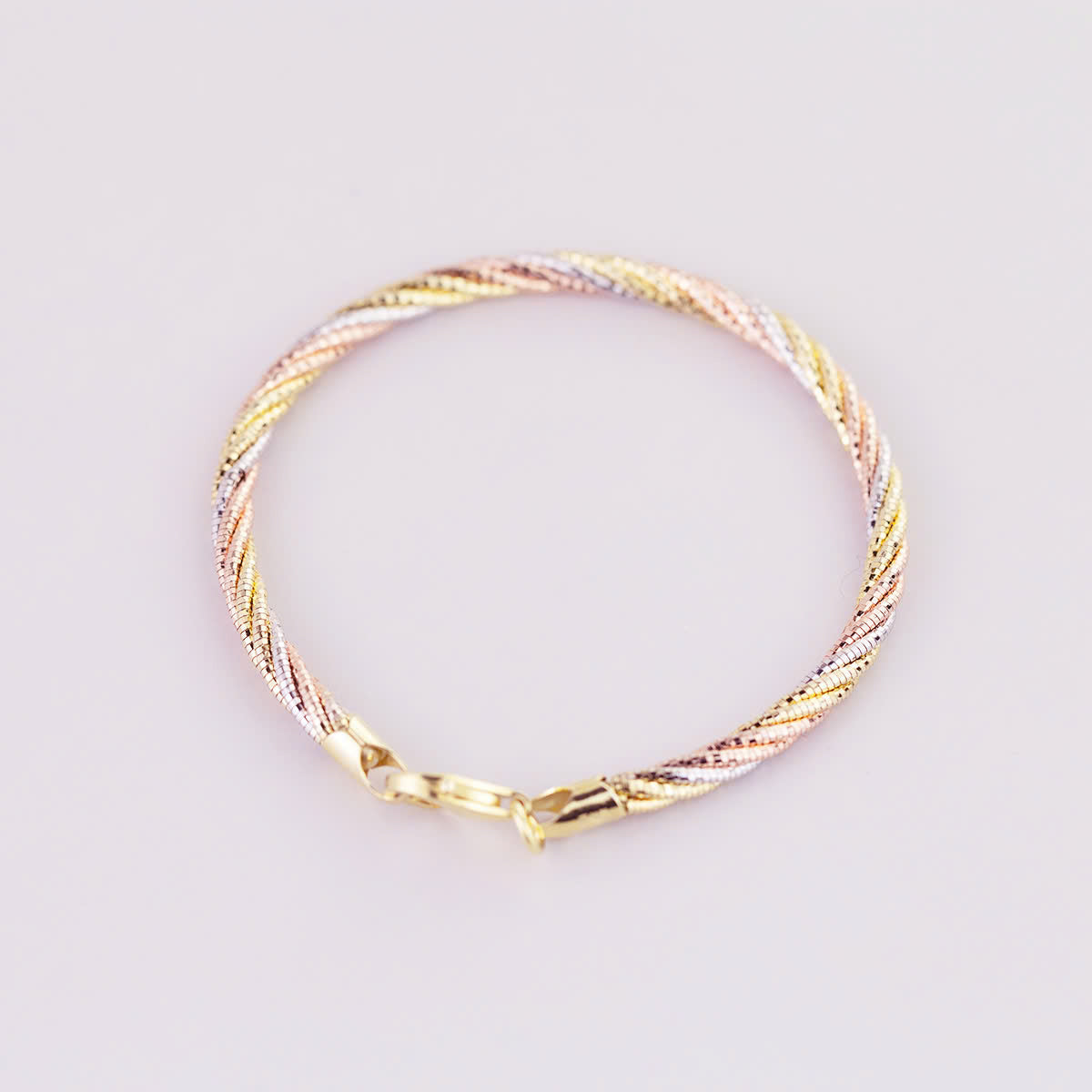 JUELHAUS S925 Silver Bracelet, 3-Color Plating, Like Italian Gold, Luxurious and Outstanding 5-Strand Tet Necklace Style