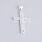 JUELHAUS S990 Pure Silver Cross Pendant With Luxurious 4-Headed Baguette Stone Jesus Statue