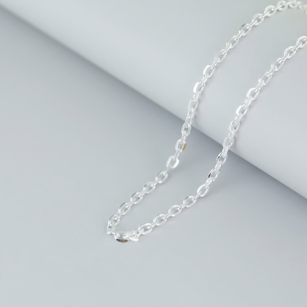 JUELHAUS Square Chain Silver Necklace For Children, Thick, Sturdy, Durable, Bright, Many Sizes